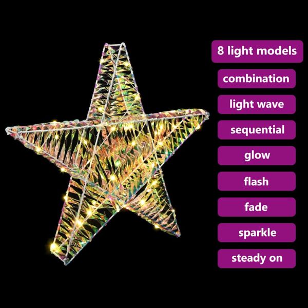 3D звезда с 50 LED светодиода Топло бяло 55 x 52.5 x 9 см PET