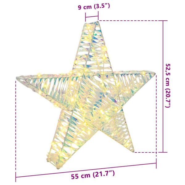3D звезда с 50 LED светодиода Топло бяло 55 x 52.5 x 9 см PET