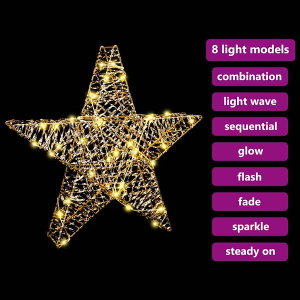 3D звезда с 50 LED светодиода Топло бяло 55 x 52.5 x 9 см PET