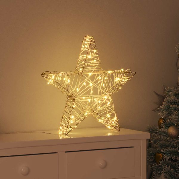 3D звезда с 50 LED светодиода Топло бяло 55 x 52.5 x 9 см Ратан
