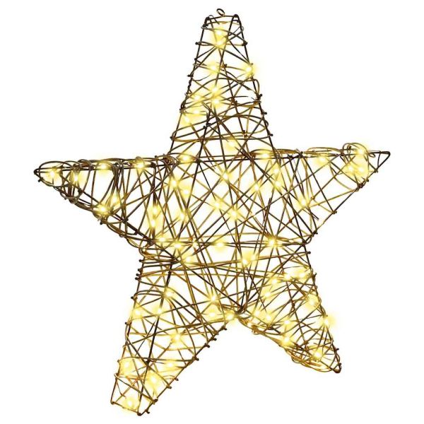 3D звезда с 50 LED светодиода Топло бяло 55 x 52.5 x 9 см Ратан