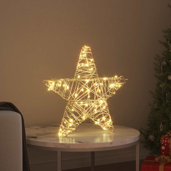3D звезда с 50 LED светодиода Топло бяло 55 x 52.5 x 9 см Ратан