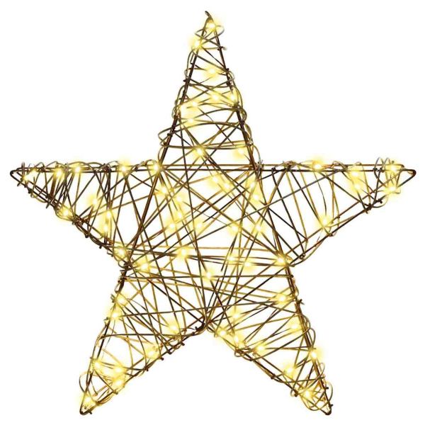 3D звезда с 50 LED светодиода Топло бяло 55 x 52.5 x 9 см Ратан