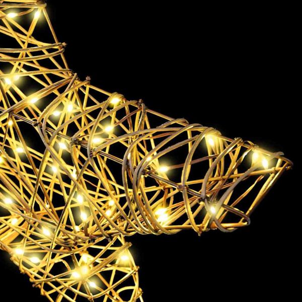 3D звезда с 50 LED светодиода Топло бяло 55 x 52.5 x 9 см Ратан