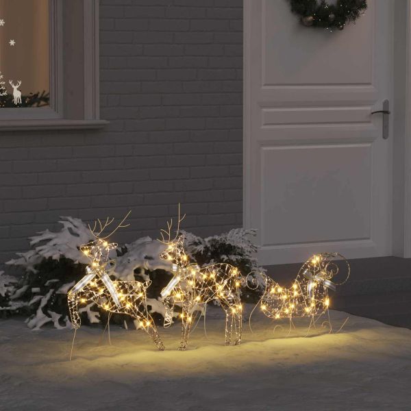 LED елени с 60 LED светодиода 3 pcs Топло бяло PET