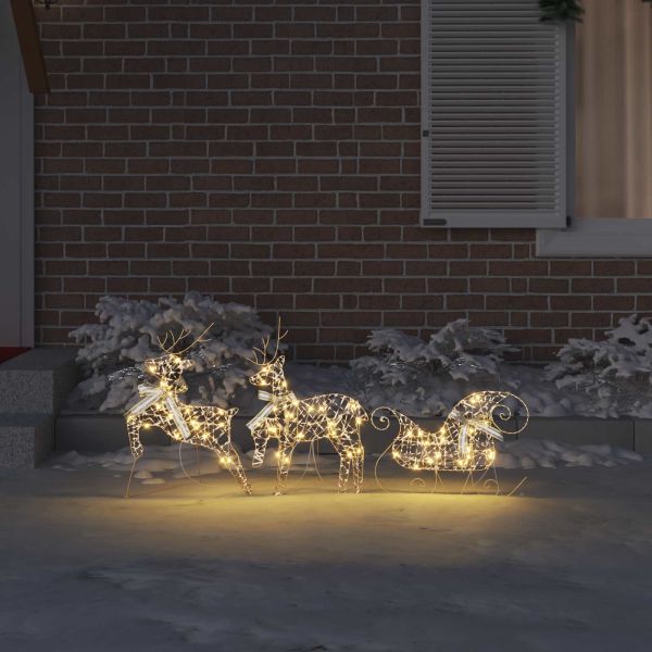 LED елени с 60 LED светодиода 3 pcs Топло бяло PET