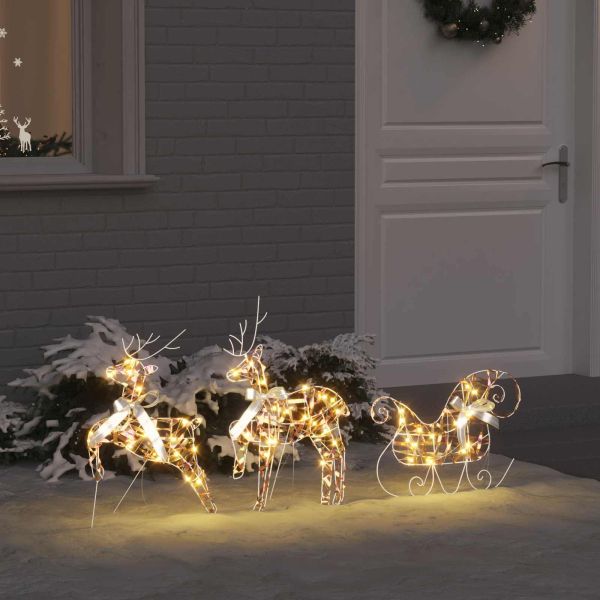 LED елени с 60 LED светодиода 3 pcs Топло бяло PET