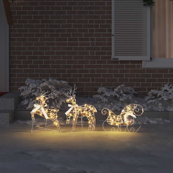 LED елени с 60 LED светодиода 3 pcs Топло бяло PET