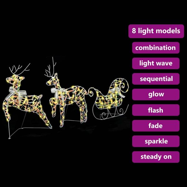 LED елени с 60 LED светодиода 3 pcs Топло бяло PET