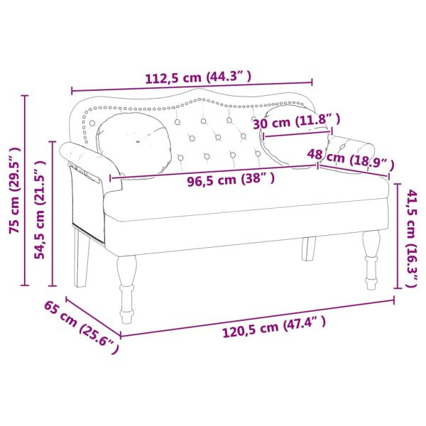 Пейка Честърфилд Черно 120.5 x 65 x 75 см Изкуствена