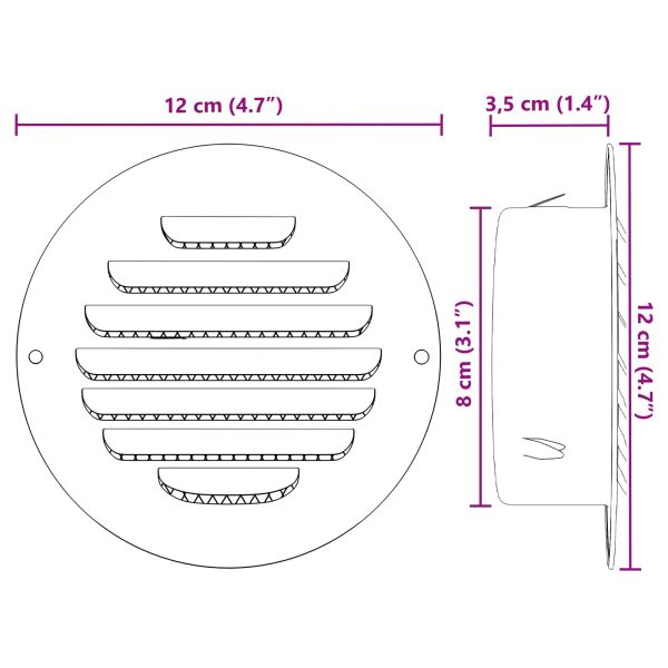 Предпазители за въздушна вентилация 4 pcs Сребрист 80 mm