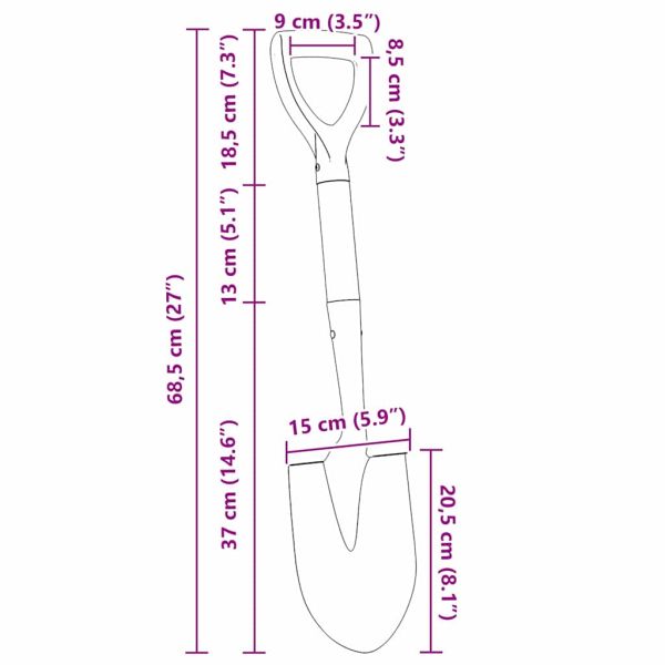 Лопата Черно 68,5 см Покрит стомана и масивно дърво