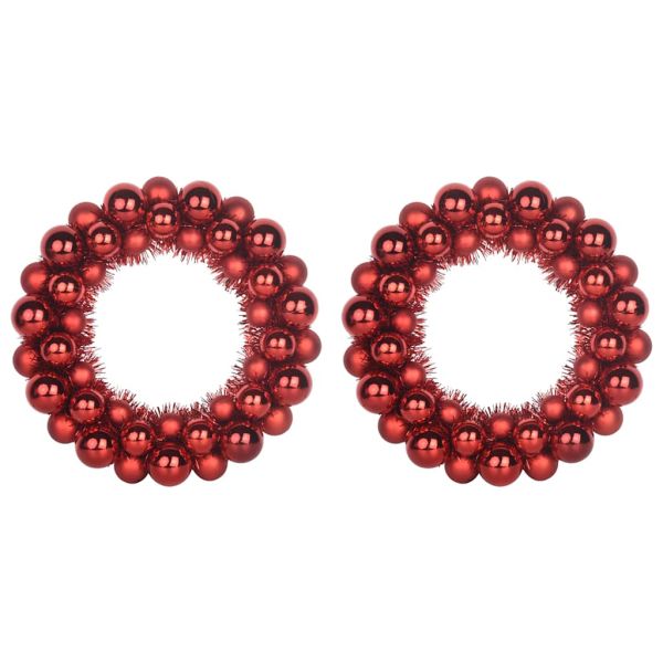 Коледни топки венци 2 pcs Червено 33 x 33 x 7 см Полистирен