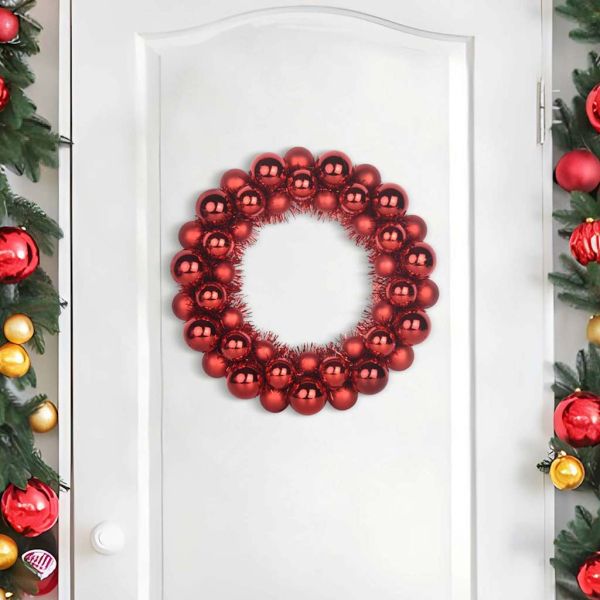 Коледни топки венци 2 pcs Червено 33 x 33 x 7 см Полистирен