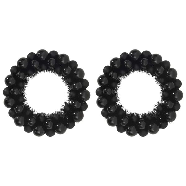 Коледни топки венци 2 pcs Черно 33 x 33 x 7 см Полистирен