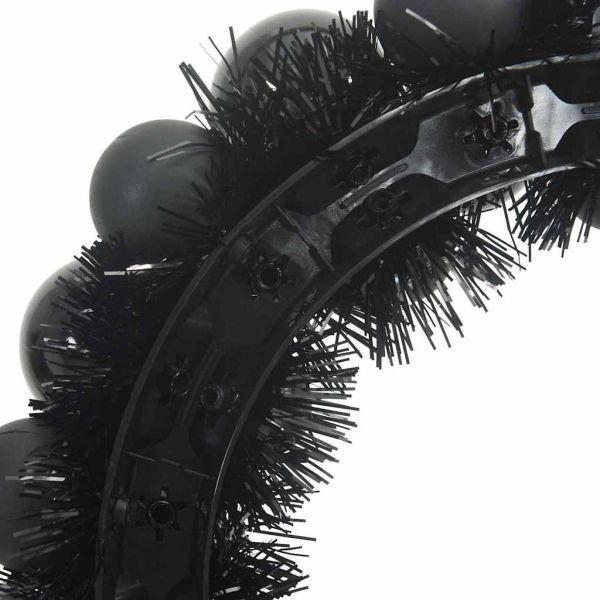 Коледни топки венци 2 pcs Черно 33 x 33 x 7 см Полистирен
