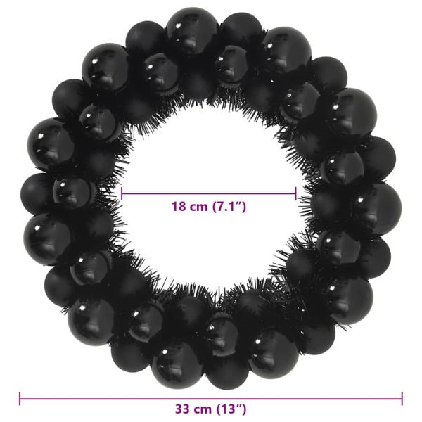 Коледни топки венци 2 pcs Черно 33 x 33 x 7 см Полистирен