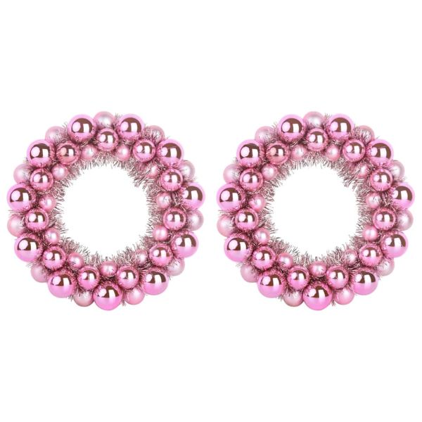 Коледни топки венци 2 pcs Розово 33 x 33 x 7 см Полистирен