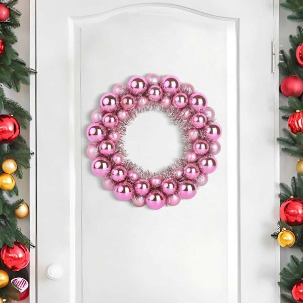 Коледни топки венци 2 pcs Розово 33 x 33 x 7 см Полистирен