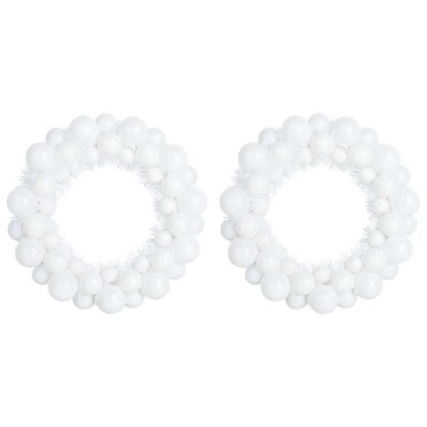 Коледни топки венци 2 pcs Бяло 33 x 33 x 7 см Полистирен