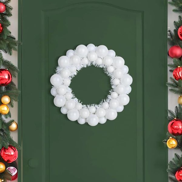 Коледни топки венци 2 pcs Бяло 33 x 33 x 7 см Полистирен