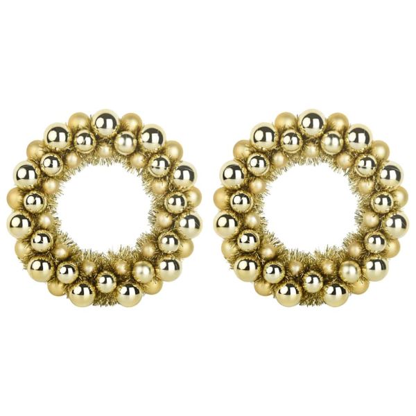 Коледни топки венци 2 pcs Златист 33 x 33 x 7 см Полистирен