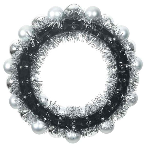 Коледни топки венци 2 pcs Сребрист 33 x 33 x 7 см Полистирен