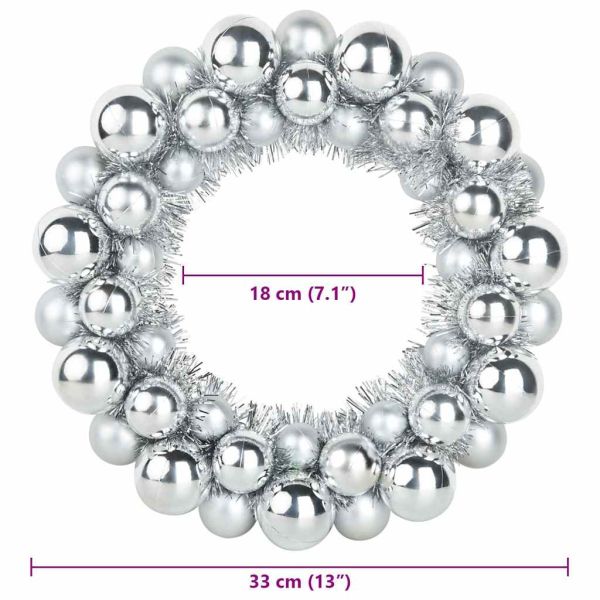 Коледни топки венци 2 pcs Сребрист 33 x 33 x 7 см Полистирен