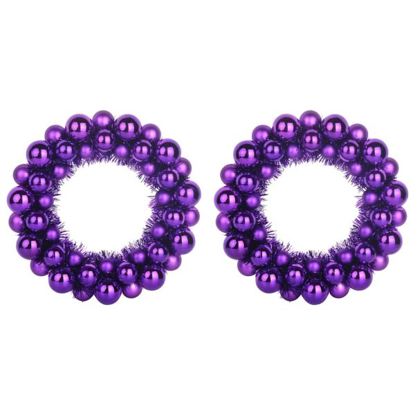 Коледни топки венци 2 pcs Лилав 33 x 33 x 7 см Полистирен