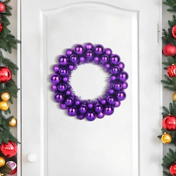 Коледни топки венци 2 pcs Лилав 33 x 33 x 7 см Полистирен