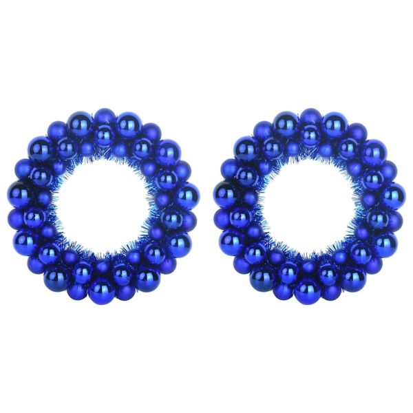 Коледни топки венци 2 pcs Синьо 33 x 33 x 7 см Полистирен