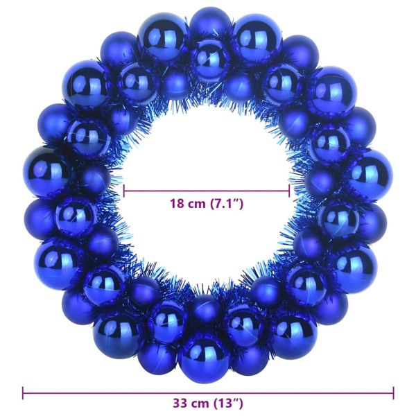 Коледни топки венци 2 pcs Синьо 33 x 33 x 7 см Полистирен