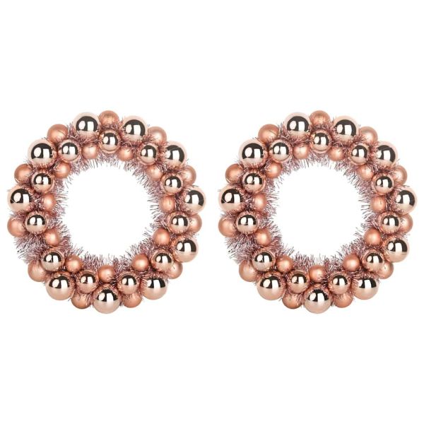 Коледни топки венци 2 pcs Розово злато 33 x 33 x 7 см
