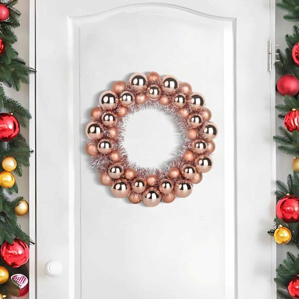 Коледни топки венци 2 pcs Розово злато 33 x 33 x 7 см