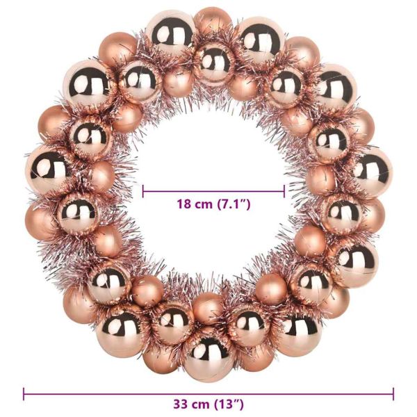 Коледни топки венци 2 pcs Розово злато 33 x 33 x 7 см