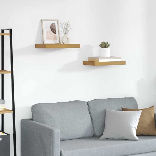 Стенен рафт 2 pcs Бежово 40 x 23,5 x 4 см Инженерно дърво