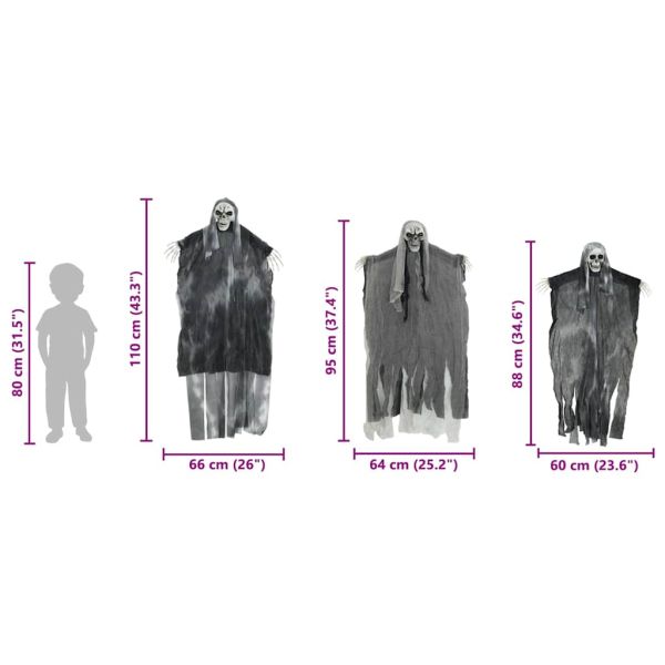 Висящ призрак за Хелоуин 3 pcs Черно 66 x 110 см Полиестер