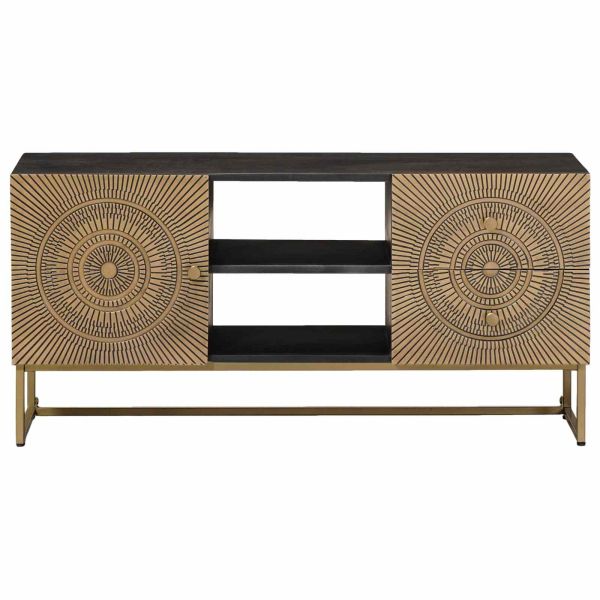 ТВ шкаф с чекмедже с рафт с врата Месинг 105 x 30 x 50 см