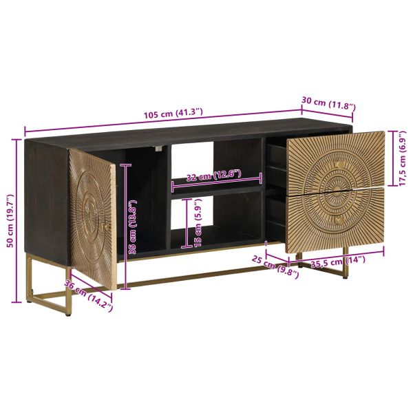 ТВ шкаф с чекмедже с рафт с врата Месинг 105 x 30 x 50 см