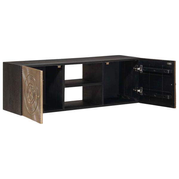 ТВ шкаф с рафт със съхранение с врата Месинг 105 x 30 x 35 см