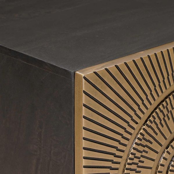 ТВ шкаф с рафт със съхранение с врата Месинг 105 x 30 x 35 см