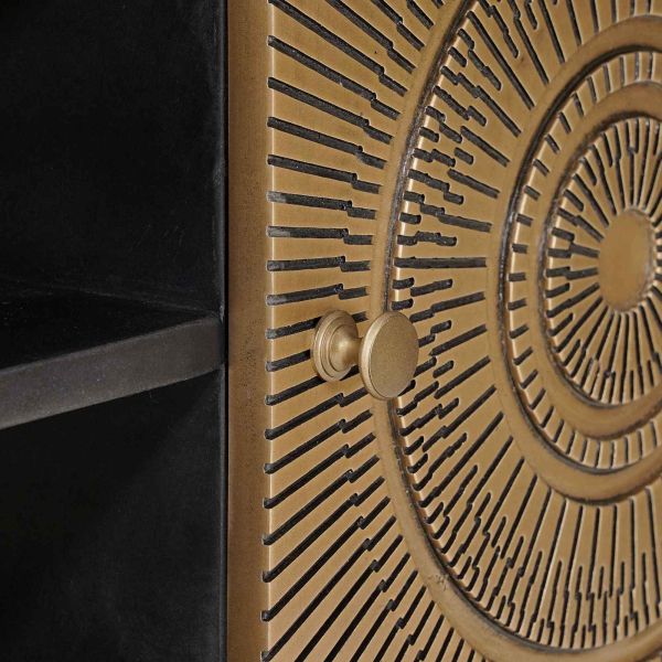 ТВ шкаф с рафт със съхранение с врата Месинг 105 x 30 x 35 см