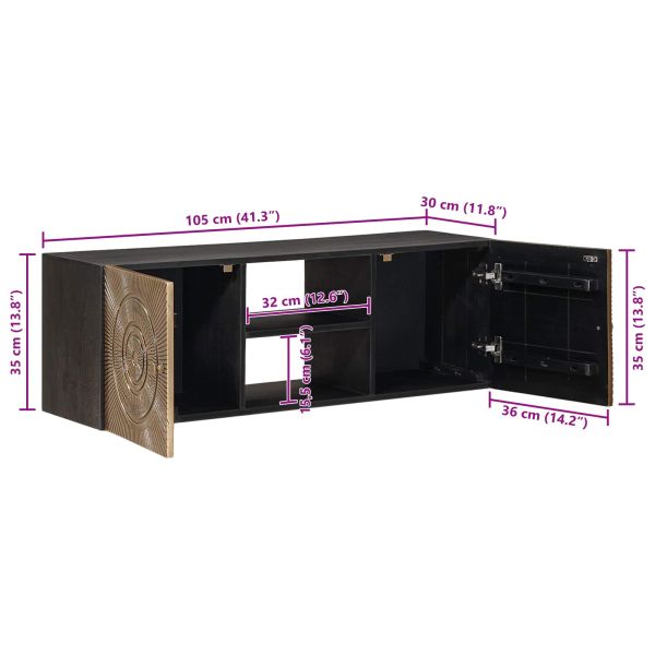 ТВ шкаф с рафт със съхранение с врата Месинг 105 x 30 x 35 см