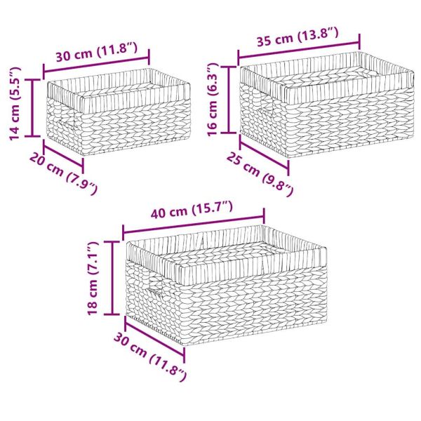 Кошници за съхранение 3 pcs Естествен Воден хиацинт