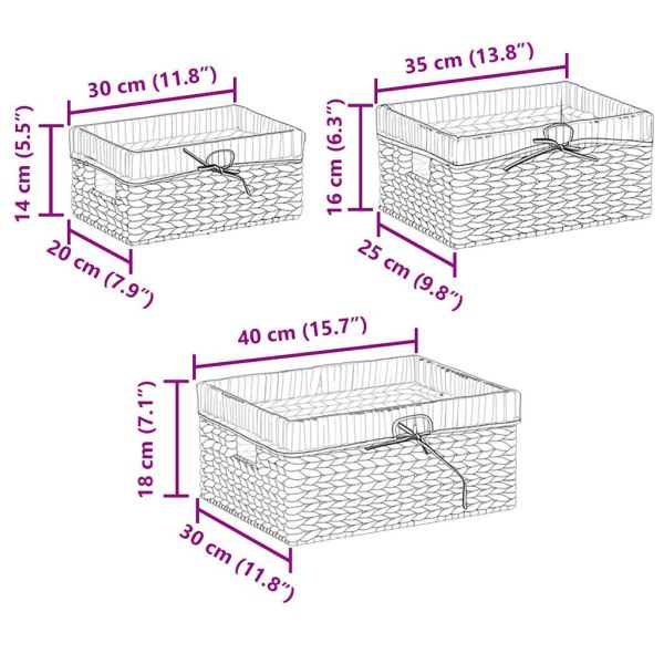 Кошници за съхранение 3 pcs Естествен Воден хиацинт