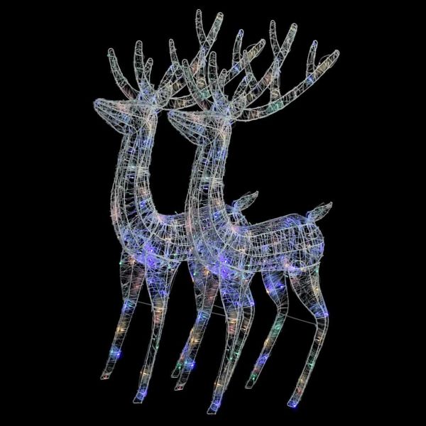 XXL Акрилни коледни елени, 250 LED, 2 бр, 180 см, многоцветни