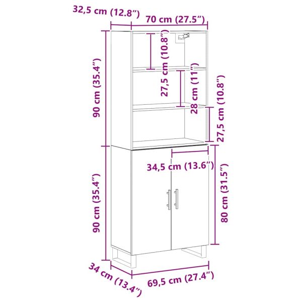 Висок шкаф 2 pcs Черния дъб Инженерно дърво