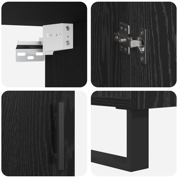 Висок шкаф 2 pcs Черен дъб Инженерно дърво