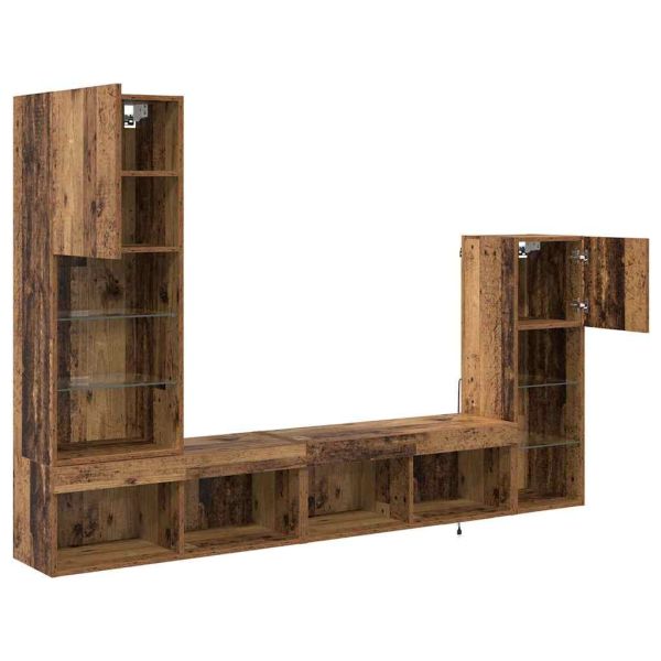 Стойки за телевизор 4 pcs Старо дърво Инженерно дърво