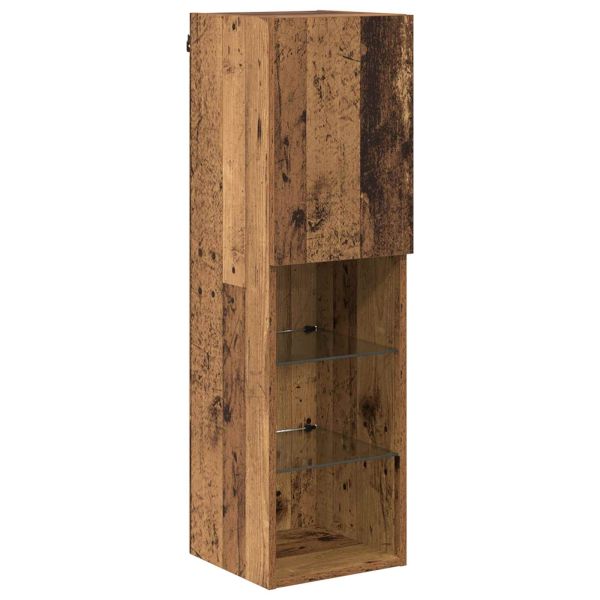 Комплект за стена на телевизор с LED 6 pcs Старо дърво